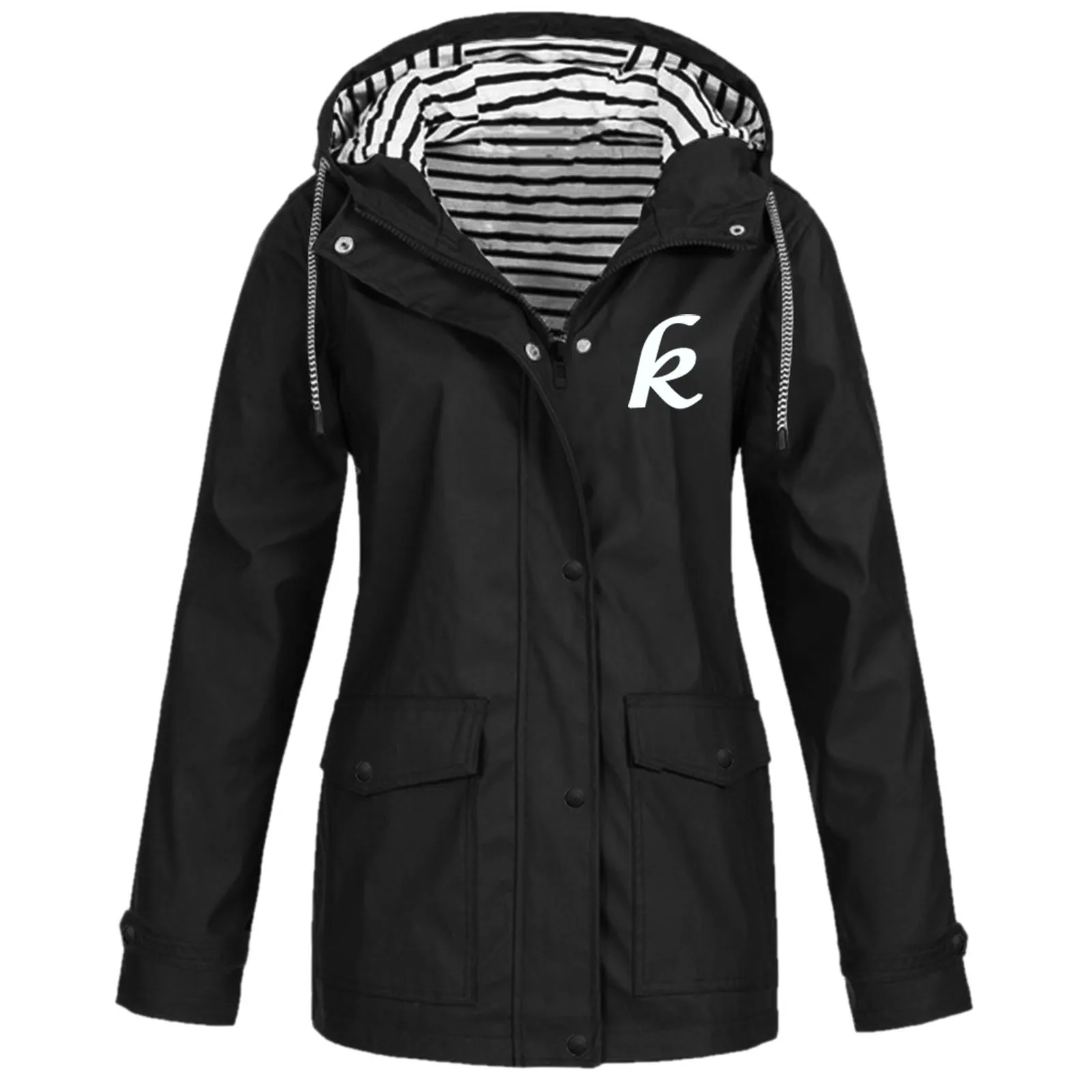 Women Buttons Solid Color Casual Jacket Outdoor Plus Size Hooded Windproof Watertight Pockets Drawstring Long Sleeved Coat
Women Buttons Solid Color Casual Jacket Outdoor Plus Size Hooded Windproof Watertight Pockets Drawstring Long Sleeved Coat