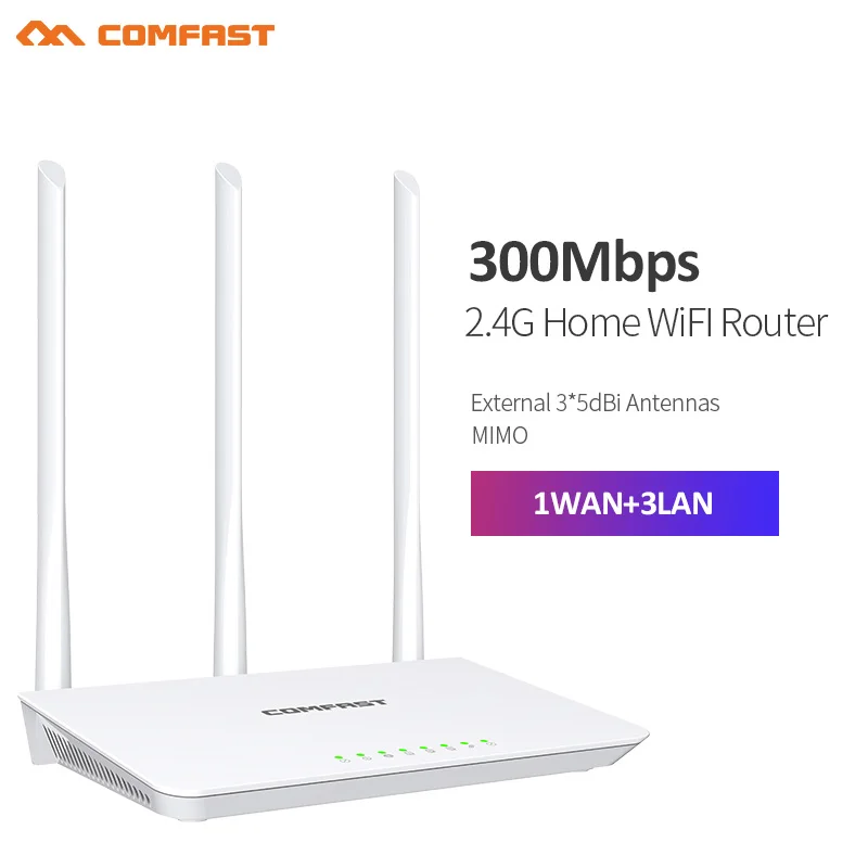 

300Mbps Fast Speed Wireless Router 1 WAN+3 LAN RJ45 Ports 3*5dbi High Gain Omni -Directional Antenna Home Use Router