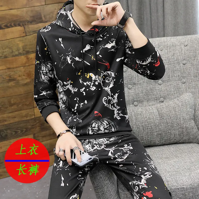 Spring and summer hooded sweater suit men's Korean style leisure long sleeve trousers suit
Spring and summer hooded sweater suit men's Korean style leisure long sleeve trousers suit