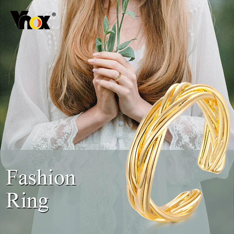 Vnox Stylish Winded Rings for Women, Interwined Metal Wedding Band, Boho Chic Holiday Gold Color Finger Jewelry - Resizable
Vnox Stylish Winded Rings for Women, Interwined Metal Wedding Band, Boho Chic Holiday Gold Color Finger Jewelry - Resizable