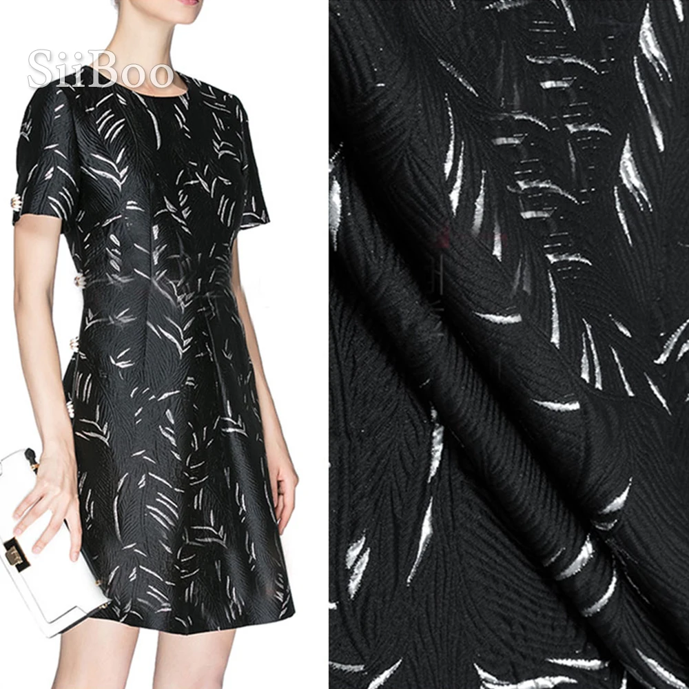 Черная, серебристая, рельефная, с листьями, жаккардовая парча, ткань для платья, пальто, жаккардовая ткань для шитья tecidos stoffen telas SP4726 
Черная, серебристая, рельефная, с листьями, жаккардовая парча, ткань для платья, пальто, жаккардовая ткань для шитья tecidos stoffen telas SP4726