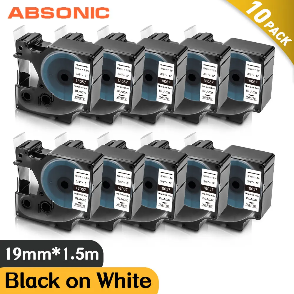 Absonic 10PK 19mm Compatible for DYMO 18057 Rhino Industrial Heat Shrink Tubes 3/4 inch for DYMO Rhino 4200 5200 6000 LabelMaker
Absonic 10PK 19mm Compatible for DYMO 18057 Rhino Industrial Heat Shrink Tubes 3/4 inch for DYMO Rhino 4200 5200 6000 LabelMaker