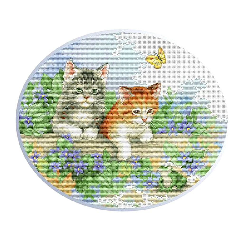 Набор для вышивки крестиком с принтом милого кота 11CT Embroideery DIY материалы
