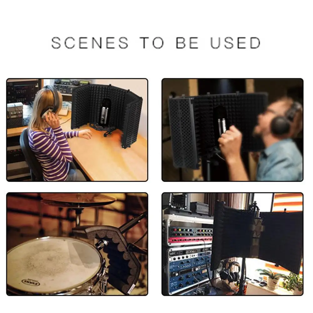 Black Foldable Microphone Acoustic Isolation Shield Studio Noise-Absorbing Sponge Panels Studio Recording Microphone Accessories
Black Foldable Microphone Acoustic Isolation Shield Studio Noise-Absorbing Sponge Panels Studio Recording Microphone Accessories