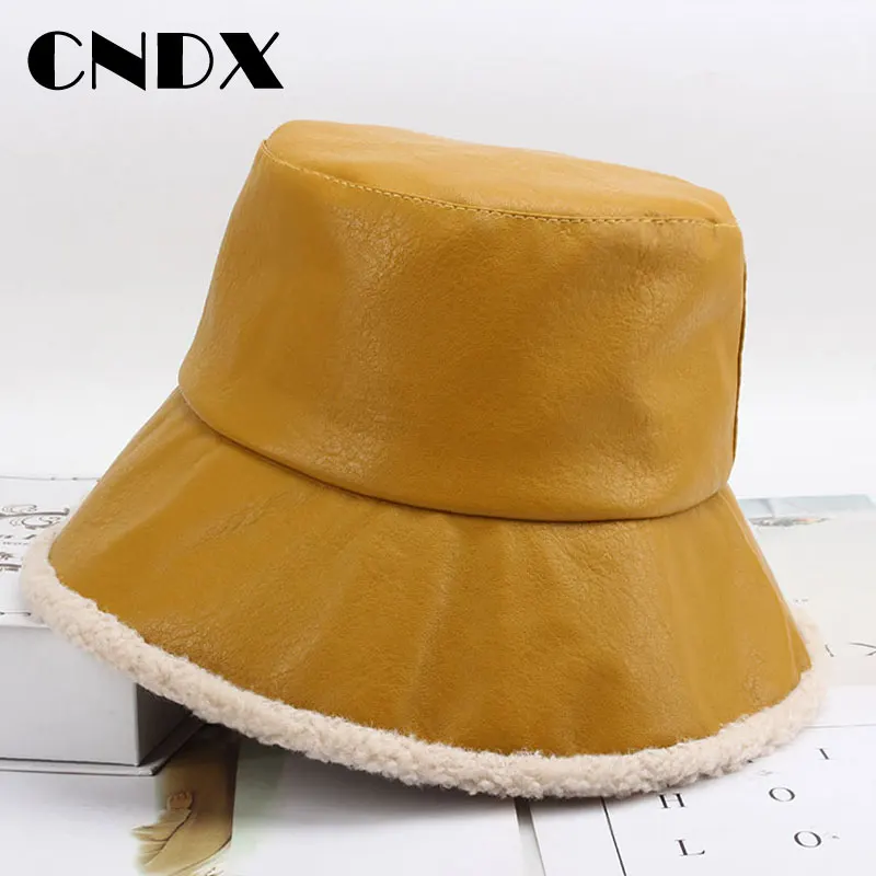 Trendy Women Warm Bucket Hat Autumn and Winter Casual Style PU Leather Cap for Lady Outdoor Keep Warm Windproof Fisherman Cap
Trendy Women Warm Bucket Hat Autumn and Winter Casual Style PU Leather Cap for Lady Outdoor Keep Warm Windproof Fisherman Cap