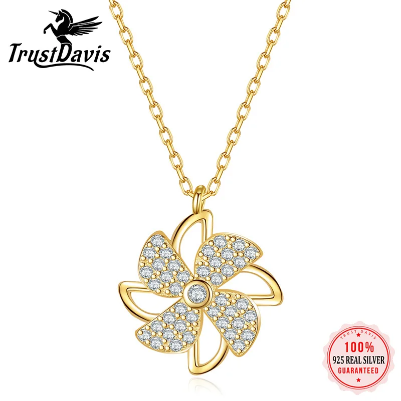TrustDavis Four Leaf Clover Zircon Pendant Necklace Real 925 Sterling Silver Fashion Women 14K Gold Plated Party Jewelry L153
TrustDavis Four Leaf Clover Zircon Pendant Necklace Real 925 Sterling Silver Fashion Women 14K Gold Plated Party Jewelry L153