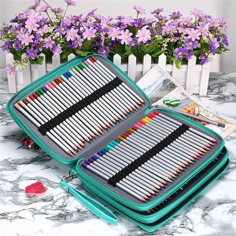 200 Slots Colored Pencil Case PU Leather Handy Pencil Holder Organizer Zipper Pencil Box with Handle Strap
200 Slots Colored Pencil Case PU Leather Handy Pencil Holder Organizer Zipper Pencil Box with Handle Strap