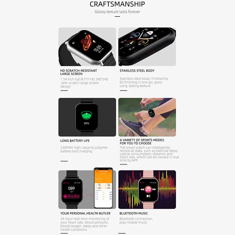 Smart bracelet measure body temperature blood pressure blood oxygen heart rate reminder function Female physiological Smartwatch
Smart bracelet measure body temperature blood pressure blood oxygen heart rate reminder function Female physiological Smartwatch