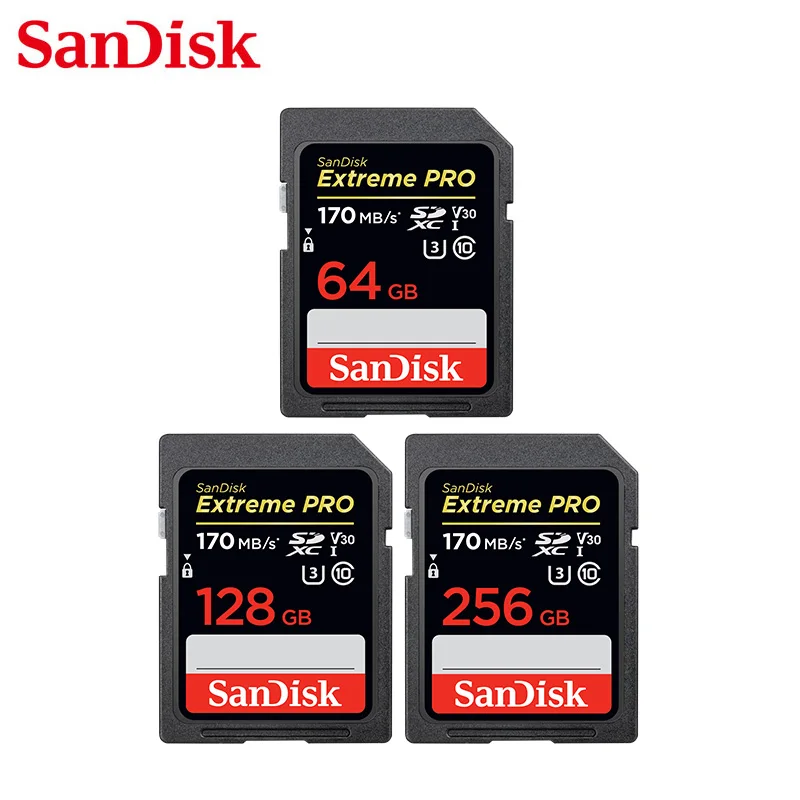 Original SanDisk SD Extreme Pro 170MB/s SD Card 64GB 128GB 256GB Sandisk Memory Card U3 V30 Flash Card For 4k/HD Camera
Original SanDisk SD Extreme Pro 170MB/s SD Card 64GB 128GB 256GB Sandisk Memory Card U3 V30 Flash Card For 4k/HD Camera