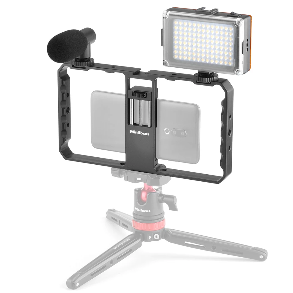 Smartphone Vlogging Dual Hand Grip Stabilizer Mobile Cell Phone Video Recording Holder Rig Handle Mount w Microphone LED Light
Smartphone Vlogging Dual Hand Grip Stabilizer Mobile Cell Phone Video Recording Holder Rig Handle Mount w Microphone LED Light