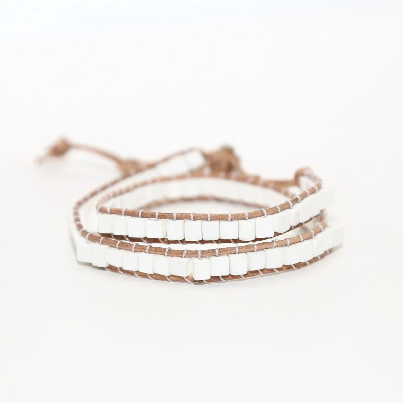 Natural Stone Square, White Pine, Woven Bracelet Leather Rope, Men and Women Lovers' Bracelet Pure Friendship Bracelet Jewelry
Natural Stone Square, White Pine, Woven Bracelet Leather Rope, Men and Women Lovers' Bracelet Pure Friendship Bracelet Jewelry