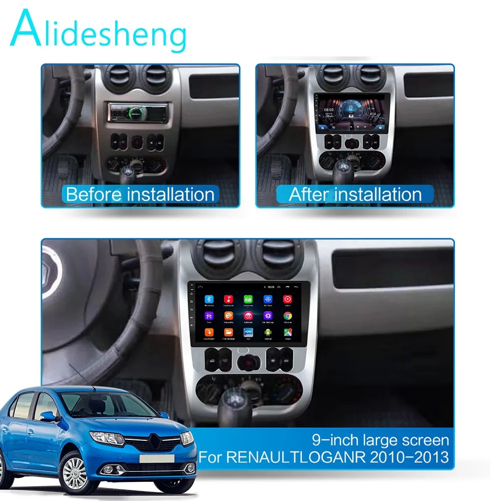 Автомобильный мультимедийный видеоплеер 4 + 64 ГБ DSP 2 din Android 9 1 4G NET для Renault Logan I Sandero