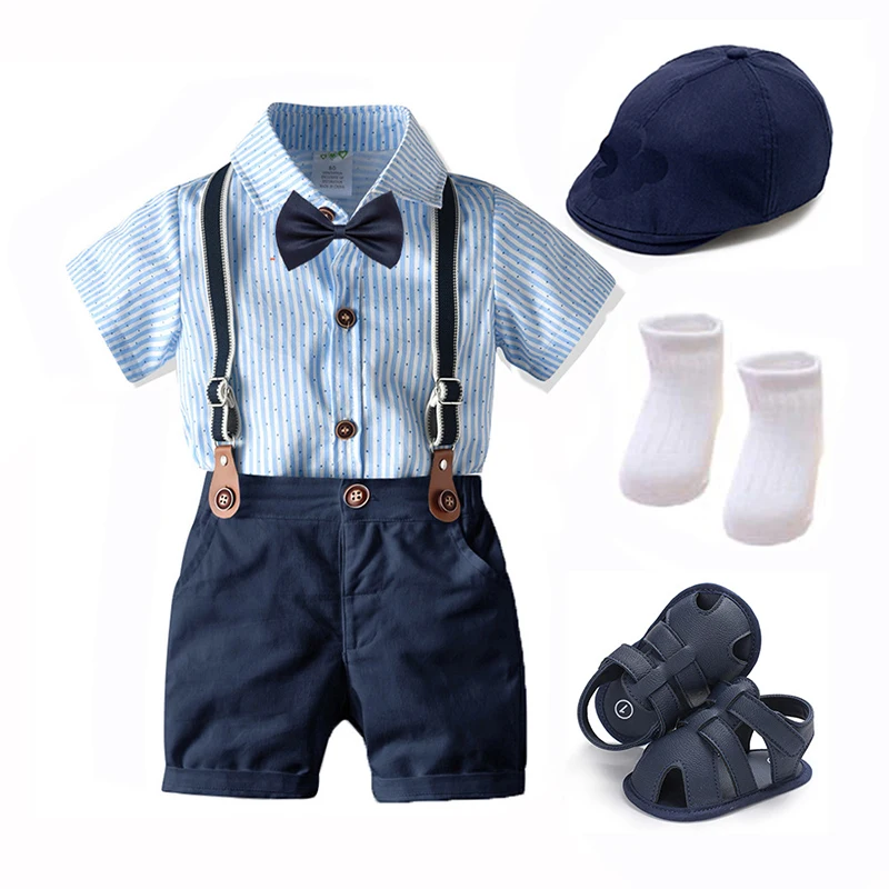 Newborn Baby Boy Gentleman Suit 5 PCS Fashion Infant Short Sleeve Bodysuit + Overalls +Hat + Socks + Shoes Toddler Baby Clothes
Newborn Baby Boy Gentleman Suit 5 PCS Fashion Infant Short Sleeve Bodysuit + Overalls +Hat + Socks + Shoes Toddler Baby Clothes