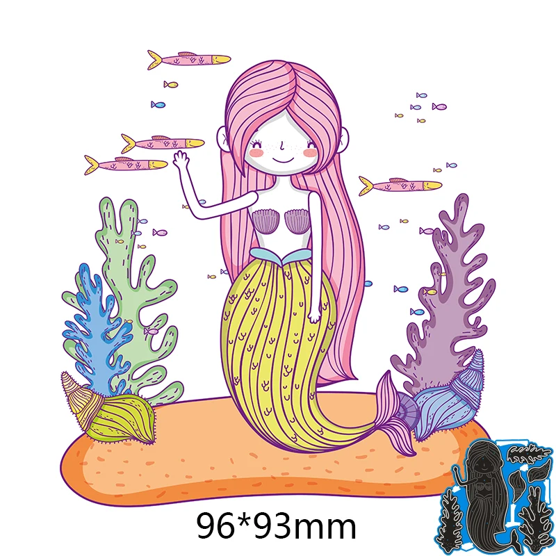 

Metal steel Cutting Dies Mermaid, coral, conch DIY Scrapbooking Photo Album Embossing paper Cards 96*93mm