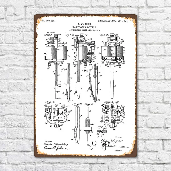 Tattoo Machine 1904 Patent Vintage Retro Metal Tin Sign Metal Sign Wall Decor Fashion Art Decor Poster BIE162
Tattoo Machine 1904 Patent Vintage Retro Metal Tin Sign Metal Sign Wall Decor Fashion Art Decor Poster BIE162