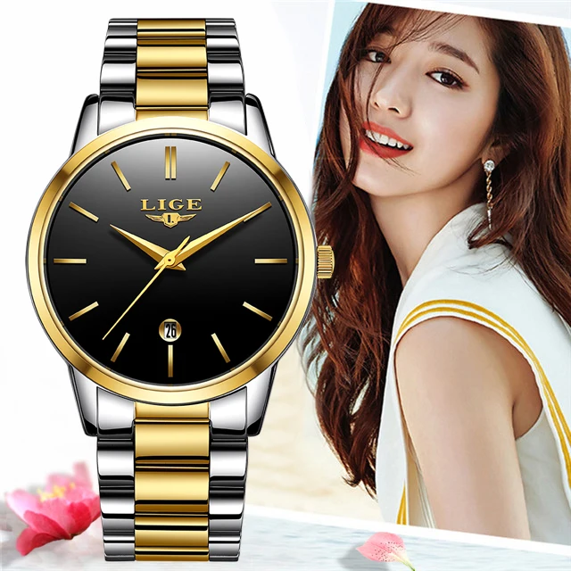 Women Watches LIGE Gold Black Clock Stainless Steel Quartz Wristwatch Female Casual Charm Watch for Ladies relogios feminino
Women Watches LIGE Gold Black Clock Stainless Steel Quartz Wristwatch Female Casual Charm Watch for Ladies relogios feminino