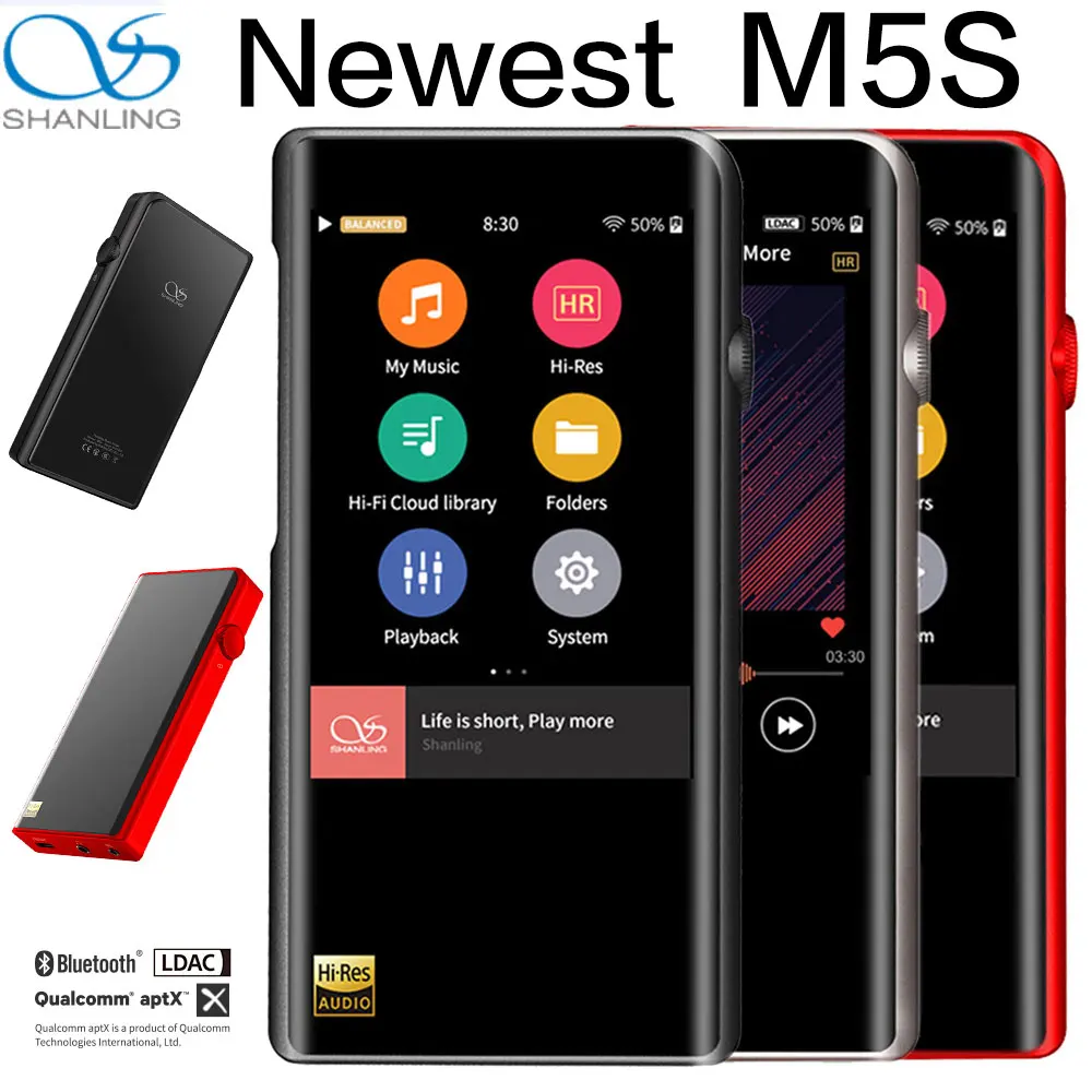 

Shanling M5S Bluetooth MP3 Player WiFi Apt-X Lossless Portable Music Players Retina DOP DSD256 Hi-Res Audio Balanced