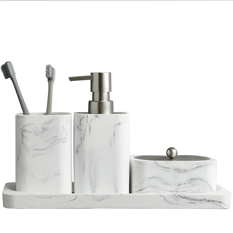 Resin Bathroom 4 Piece Set Imitation Marble Bathroom Washing Tool Set Cotton Swab Box Gargle Cup Shower Gel
Resin Bathroom 4 Piece Set Imitation Marble Bathroom Washing Tool Set Cotton Swab Box Gargle Cup Shower Gel