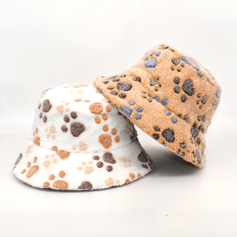 Winter Cute Paw Print Faux Fur Fluffy Bucket Hats Women Outdoor Warm Sun Hat Soft Velvet Furly Fisherman Cap Lady Fashion Panama
Winter Cute Paw Print Faux Fur Fluffy Bucket Hats Women Outdoor Warm Sun Hat Soft Velvet Furly Fisherman Cap Lady Fashion Panama