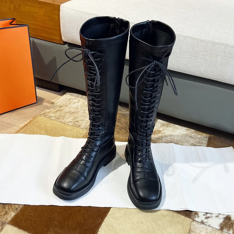 Женские высокие сапоги, Новинка осени 2020, кожаные сапоги на низком каблуке, сапоги до колена, рыцарские сапоги 
Женские высокие сапоги, Новинка осени 2020, кожаные сапоги на низком каблуке, сапоги до колена, рыцарские сапоги