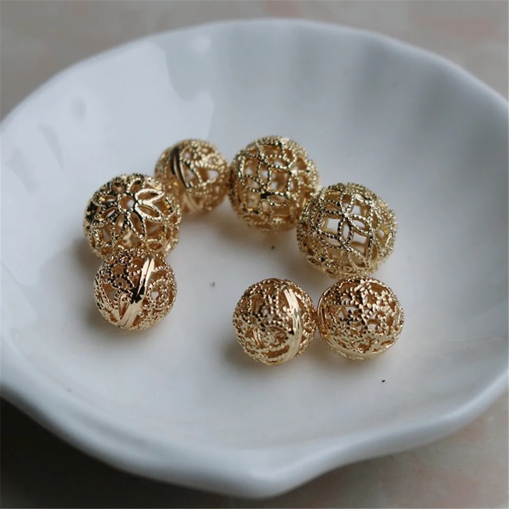 14K Gold Filled Plating DIY accessories 10mm/12mm hollow ball bracelet necklace hollow flower beads
14K Gold Filled Plating DIY accessories 10mm/12mm hollow ball bracelet necklace hollow flower beads