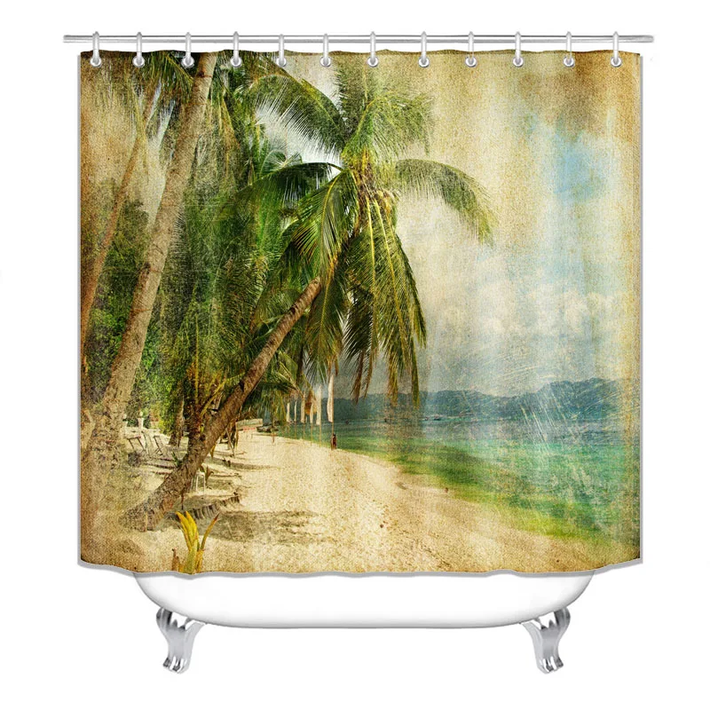 Shower Curtain, Bathroom Curtains -Beach, Coconut Tree, Seaside,Decorations Accessories 
Shower Curtain, Bathroom Curtains -Beach, Coconut Tree, Seaside,Decorations Accessories