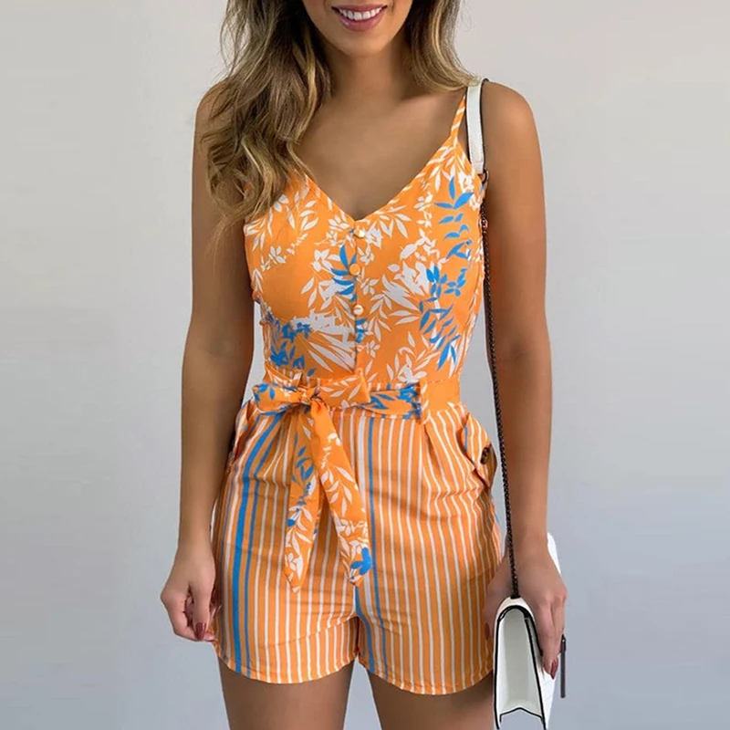 2020 New Ladies Jumpsuit Fashion Sexy V-neck Sling Print Jumpsuit slim-fit Striped Tie Wild Sleeveless Jumpsuit
2020 New Ladies Jumpsuit Fashion Sexy V-neck Sling Print Jumpsuit slim-fit Striped Tie Wild Sleeveless Jumpsuit