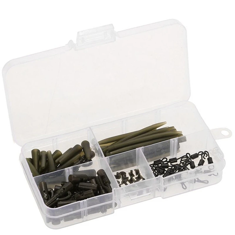 100Pcs Carp Fishing Accessories Kit Anti Tangle Sleeves Tail Rubbers Safety Lead Clips Quick Change Swivels with Box
100Pcs Carp Fishing Accessories Kit Anti Tangle Sleeves Tail Rubbers Safety Lead Clips Quick Change Swivels with Box