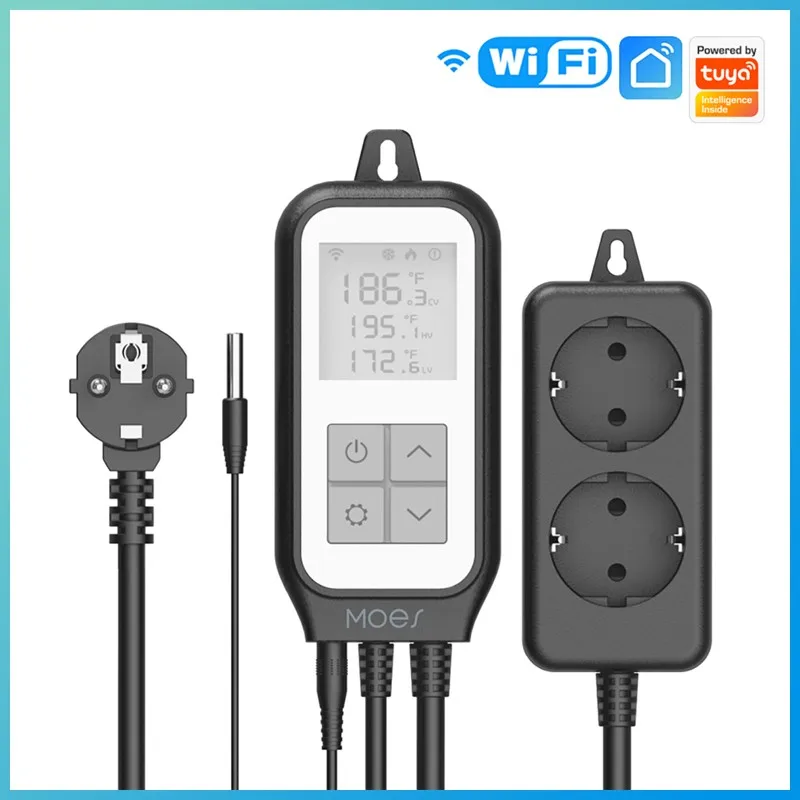 Tuya Smart WIFI Temperature Sensor Controller Thermostat Heat Cooling Relay Socket Thermometer Smartlife App Via Alexa Google 
Tuya Smart WIFI Temperature Sensor Controller Thermostat Heat Cooling Relay Socket Thermometer Smartlife App Via Alexa Google