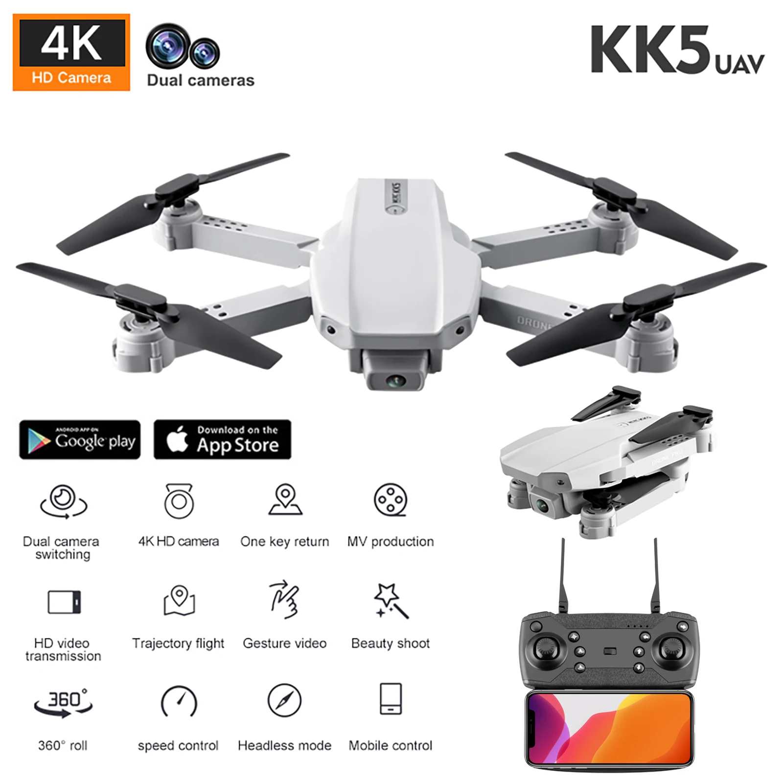 Fpv 4k HD Dual Camera Aerial Photography Drone Profesional Wifi Height Hold Selfie Dron Quadrocopter Gift Toy
Fpv 4k HD Dual Camera Aerial Photography Drone Profesional Wifi Height Hold Selfie Dron Quadrocopter Gift Toy