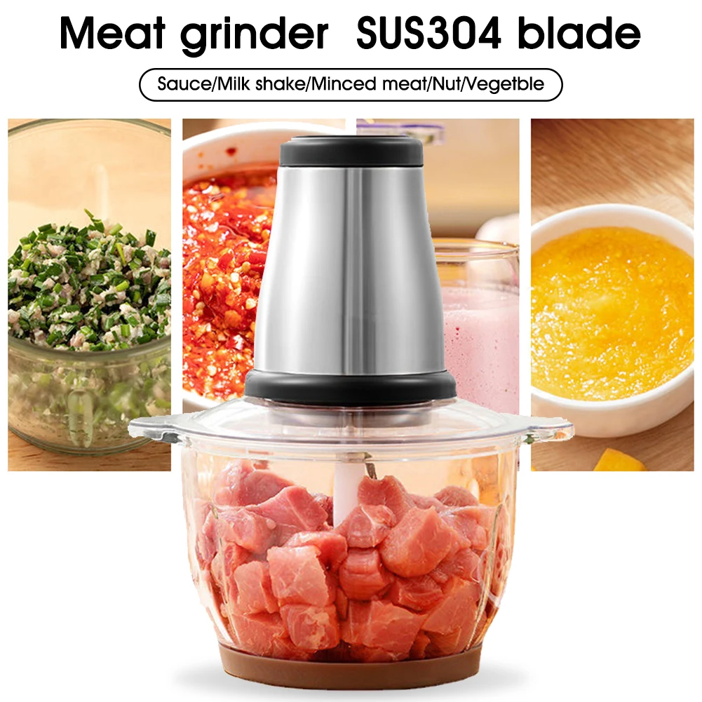 2L Capacity Electric Chopper Meat Grinder 2 Speeds 500W Stainless steel Mincer Food Processor Slicer Household Kitchen Tools
2L Capacity Electric Chopper Meat Grinder 2 Speeds 500W Stainless steel Mincer Food Processor Slicer Household Kitchen Tools