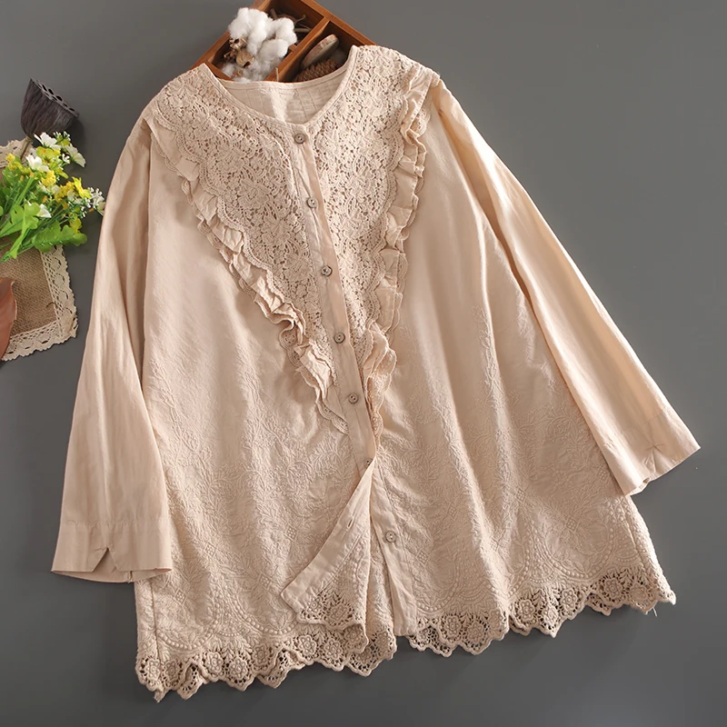 Lamtrip 4 Colors-- Lace Ruffles Lolita Embroidery Wave Edged Single Breasted Long Sleeve Shirt Cotton Blouse 2021 Summer
Lamtrip 4 Colors-- Lace Ruffles Lolita Embroidery Wave Edged Single Breasted Long Sleeve Shirt Cotton Blouse 2021 Summer