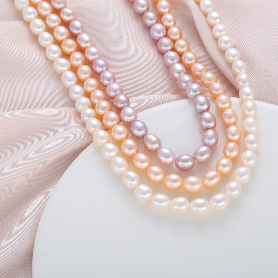 wholesale New Fashion Simple Wild natural freshwater pearl AAA grain shape white necklace 925 sterling silver clasp | Украшения и