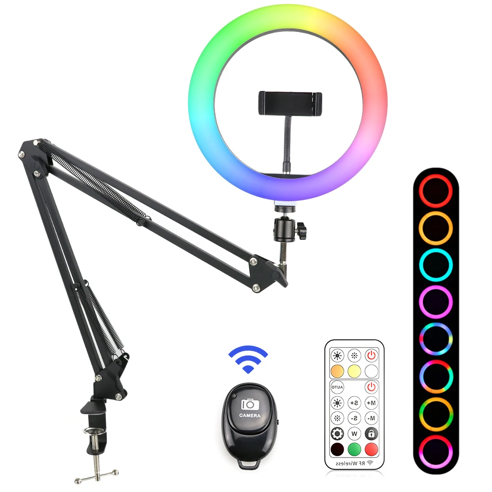 Photo Studio 10inch LED Selfie Ring Light with Tripod Stand RGB Ring Lamp Phone Photography Ringlight For Youtube Video Lights
Photo Studio 10inch LED Selfie Ring Light with Tripod Stand RGB Ring Lamp Phone Photography Ringlight For Youtube Video Lights