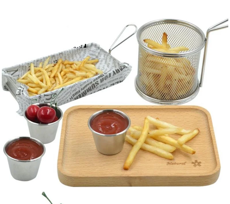 2 Size Stainless Steel Sauce Cups Potato Chips Tomato Paste Cup Restaurant Salad Sauce Dipping Bowls 100PCS/LOT
2 Size Stainless Steel Sauce Cups Potato Chips Tomato Paste Cup Restaurant Salad Sauce Dipping Bowls 100PCS/LOT