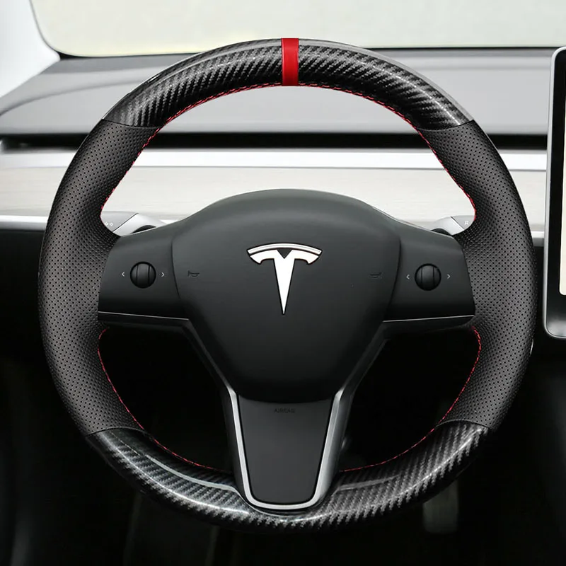 DIY Hand-Stitch Leather Carbon Fiber Suede Car Steering Wheel Cover for Tesla Model 3 Model S Model Y Interior Auto Accessories
DIY Hand-Stitch Leather Carbon Fiber Suede Car Steering Wheel Cover for Tesla Model 3 Model S Model Y Interior Auto Accessories