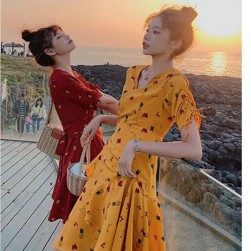 Female summer new style summer bellflower skirt small floral chiffon waist slimming dress female holiday beach skirt female
Female summer new style summer bellflower skirt small floral chiffon waist slimming dress female holiday beach skirt female