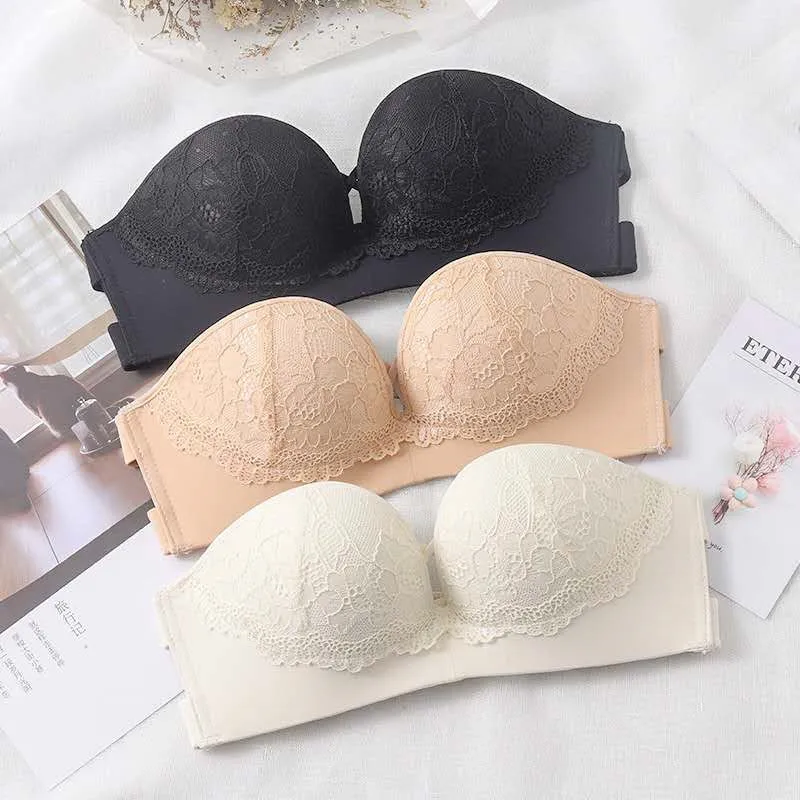 

Hot and sexy strapless bra brings together non-slip small bra without underwire inner beauty back invisible underwear