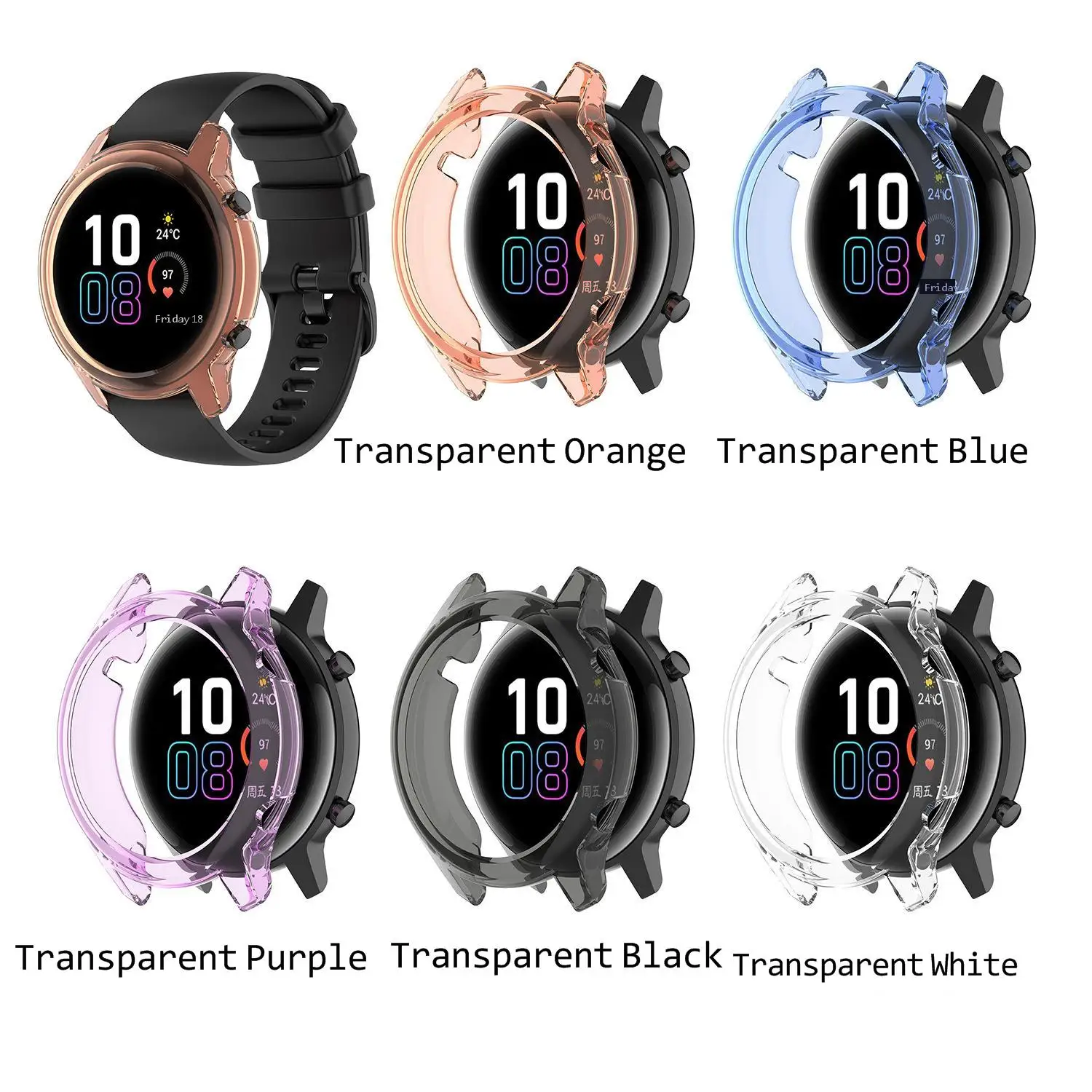 Прозрачный мягкий полноразмерный защитный чехол из ТПУ для Huawei Honor Magic Watch 2 46 мм