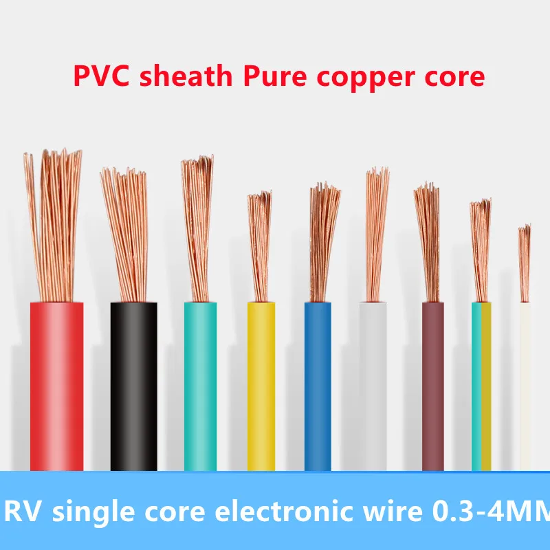 Single core PVC sheathed flexible wire RV0.3/0.5/0.75/1.0/1.5/2.5/4MM electronic wire signal extension cable
Single core PVC sheathed flexible wire RV0.3/0.5/0.75/1.0/1.5/2.5/4MM electronic wire signal extension cable
