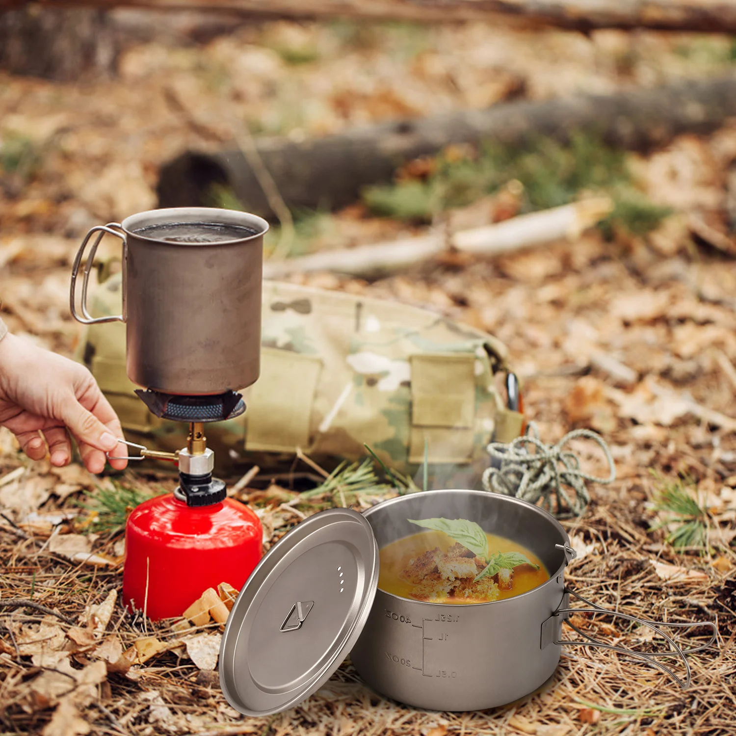 Lixada 1.25L Titanium Pot Portable Ultralight Camping Titanium Pot with Foldable Handles for Camping Hiking Picnic Cooking
Lixada 1.25L Titanium Pot Portable Ultralight Camping Titanium Pot with Foldable Handles for Camping Hiking Picnic Cooking