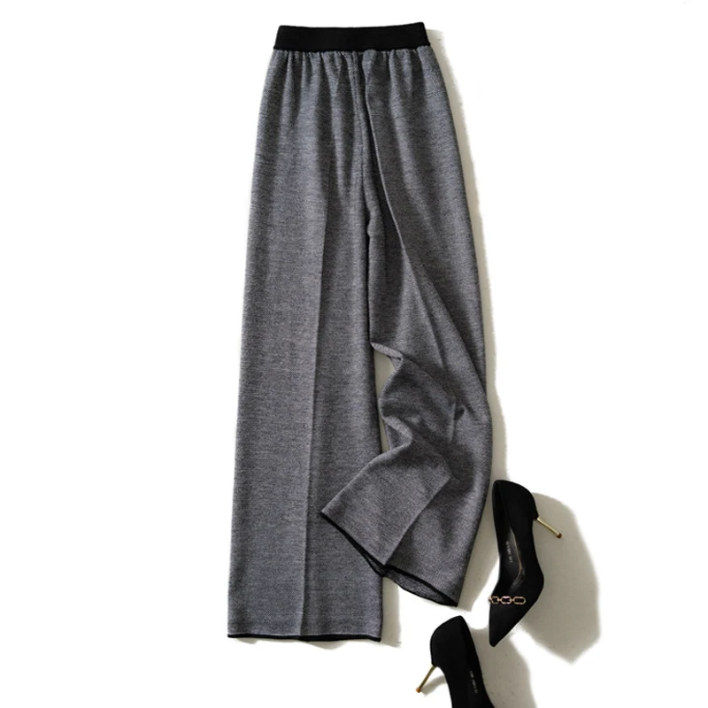 Женские кашемировые брюки, толстые шерстяные брюки черного, серого цвета, с высокой талией, свободные, с эластичным поясом, Осень-зима 2020
Женские кашемировые брюки, толстые шерстяные брюки черного, серого цвета, с высокой талией, свободные, с эластичным поясом, Осень-зима 2020