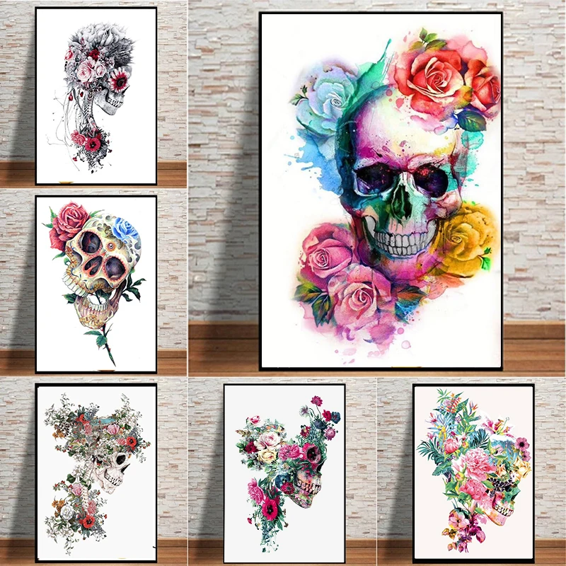 Skull With Flower Colorful Canvas Painting Wall Art Human Cranium Picture For Living Room Posters And Prints Home Decor
Skull With Flower Colorful Canvas Painting Wall Art Human Cranium Picture For Living Room Posters And Prints Home Decor