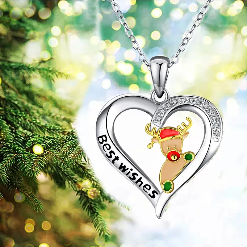 Best Wishes Christmas Elk Love Pendant Necklace Women's Heart-Shaped Gemstone Clavicle Chain Necklace Accessories Christmas Gift
Best Wishes Christmas Elk Love Pendant Necklace Women's Heart-Shaped Gemstone Clavicle Chain Necklace Accessories Christmas Gift