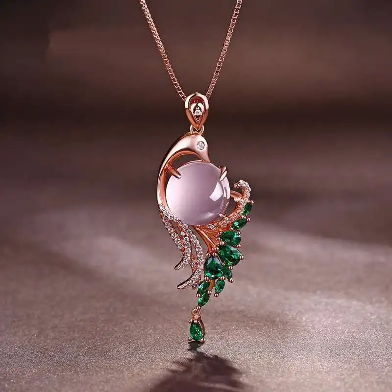 Milangirl Fashion Fine Jewelry Metal Rose Gold Color Rhinestones Pink Opal Peacock Long Pendants Necklace For Women Gifts
Milangirl Fashion Fine Jewelry Metal Rose Gold Color Rhinestones Pink Opal Peacock Long Pendants Necklace For Women Gifts