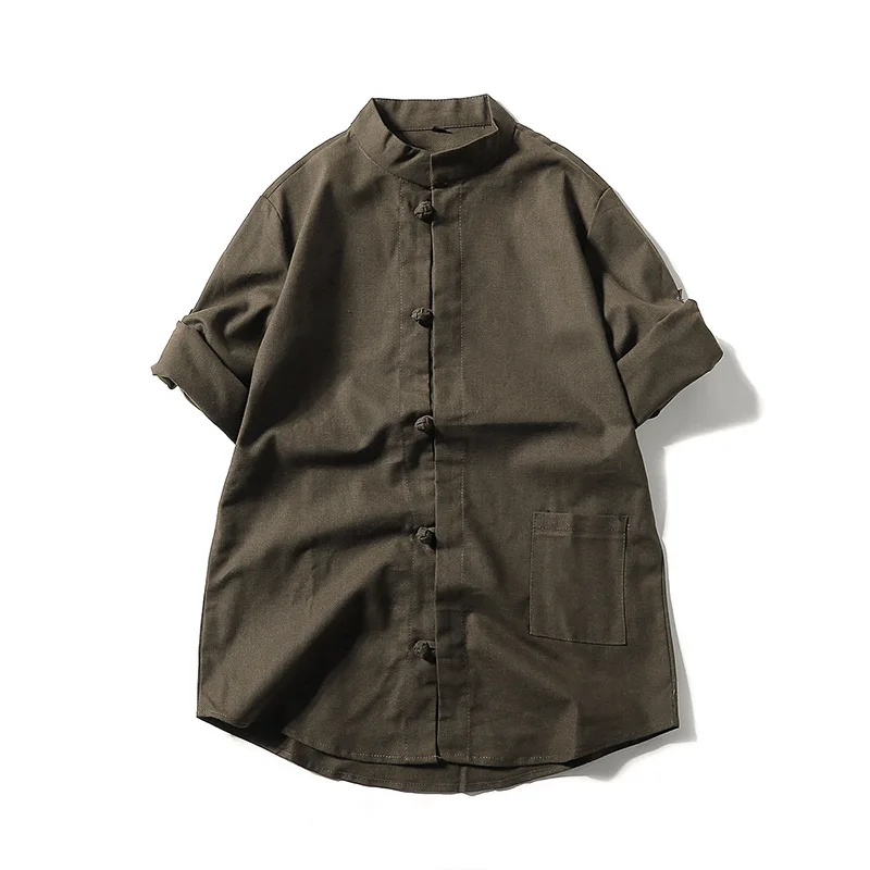Linen Cotton Men Shirt Clothing Plus Size Three Quater Sleeve Tang Suit Solid Pocket Jacket Stand Collar Retro Shirts for Male
Linen Cotton Men Shirt Clothing Plus Size Three Quater Sleeve Tang Suit Solid Pocket Jacket Stand Collar Retro Shirts for Male