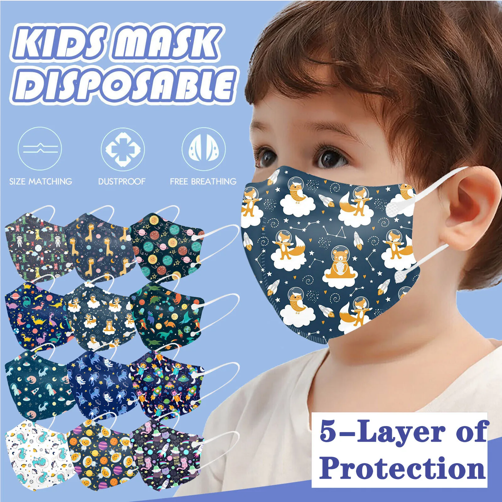 50pcs Children Cartoon Disposable Masks Space Dinosaur Printed 5-layer 3D Protective Wram Mask Christmas Cosplay Masque Enfant
50pcs Children Cartoon Disposable Masks Space Dinosaur Printed 5-layer 3D Protective Wram Mask Christmas Cosplay Masque Enfant