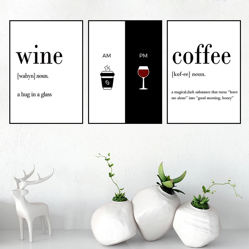 Modern Black and White Coffee and Wine Wall Art Canvas Painting Nordic Posters and Prints Wall Pictures for Living Home Decor
Modern Black and White Coffee and Wine Wall Art Canvas Painting Nordic Posters and Prints Wall Pictures for Living Home Decor