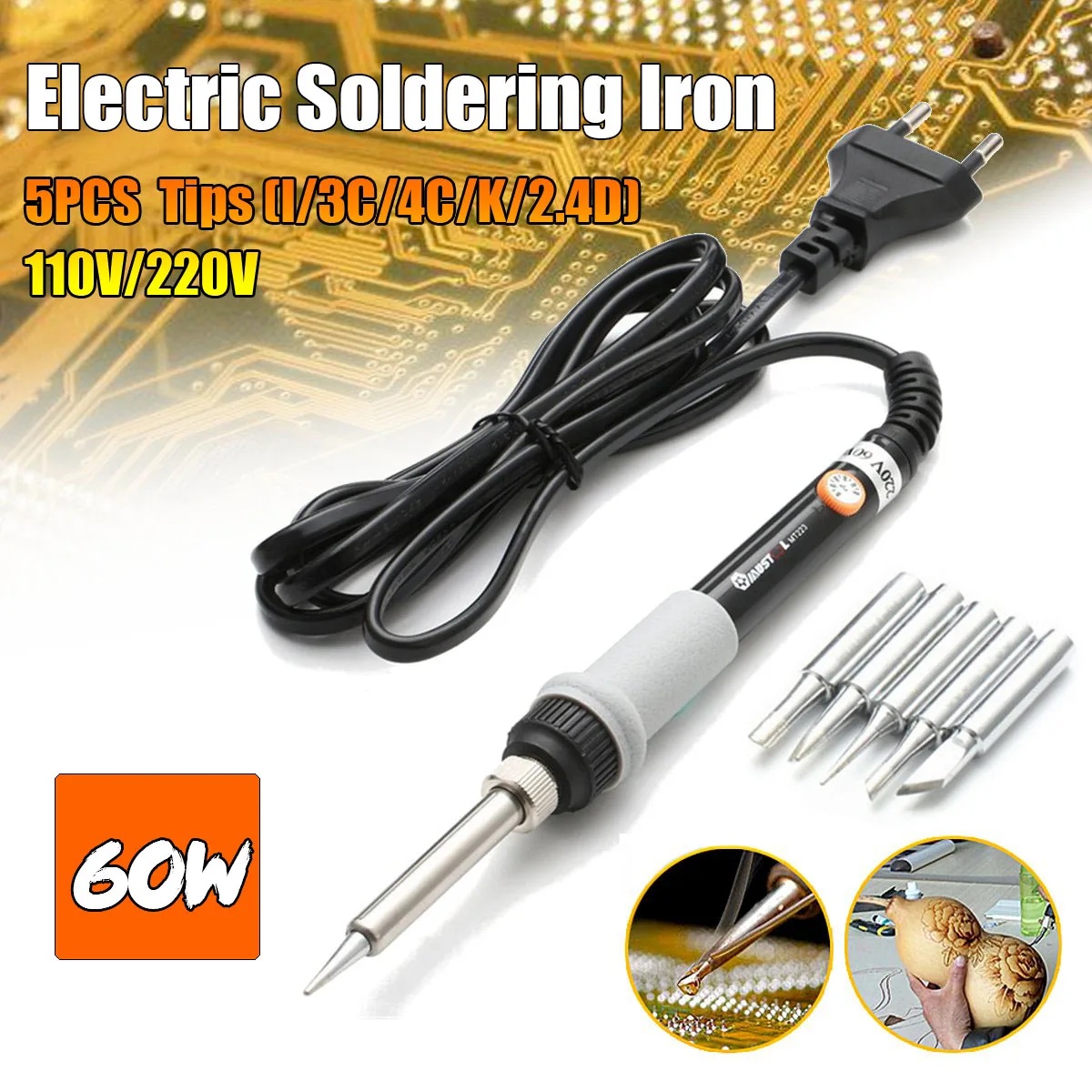 MUSTOOL New MT223 60W Adjustable Temperature Electric Soldering Iron Welding Rework Repair Tool with 5pcs Solder Tips
MUSTOOL New MT223 60W Adjustable Temperature Electric Soldering Iron Welding Rework Repair Tool with 5pcs Solder Tips
