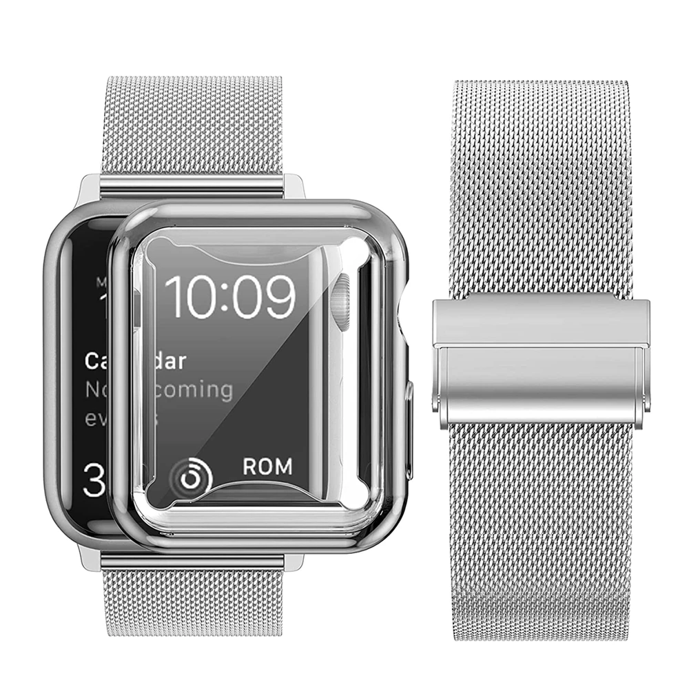 Case with Watch Band for Apple Watch Bands 38mm 40mm 42mm 44mm Stainless Steel Mesh Strap for iWatch SE 6/5/4/3/2/1 Bracelet
Case with Watch Band for Apple Watch Bands 38mm 40mm 42mm 44mm Stainless Steel Mesh Strap for iWatch SE 6/5/4/3/2/1 Bracelet